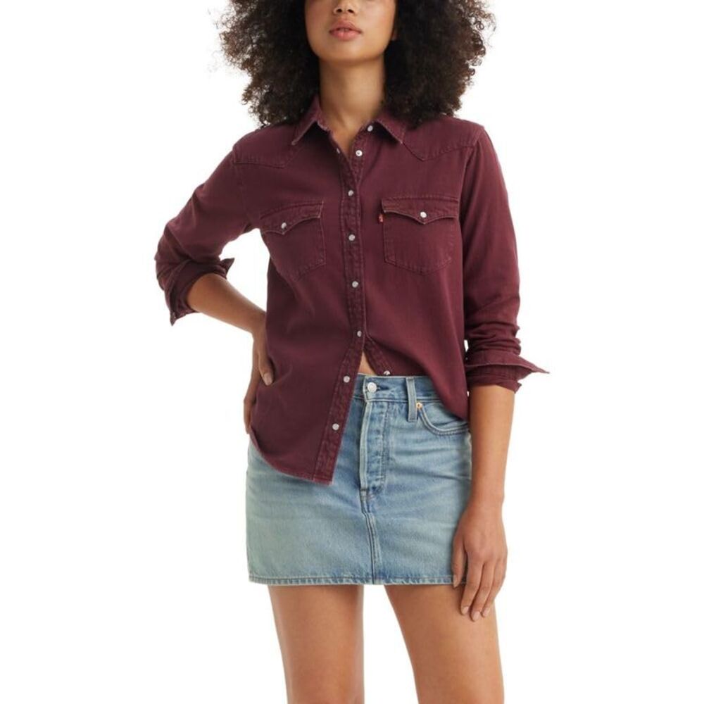 Levi's Women's Burgundy Button-Up Western Shirt